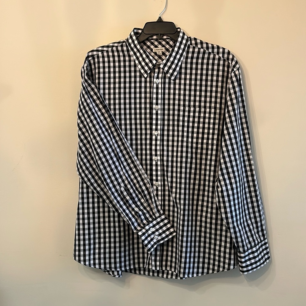 J. Peterman Black and White Checked Shirt XXL